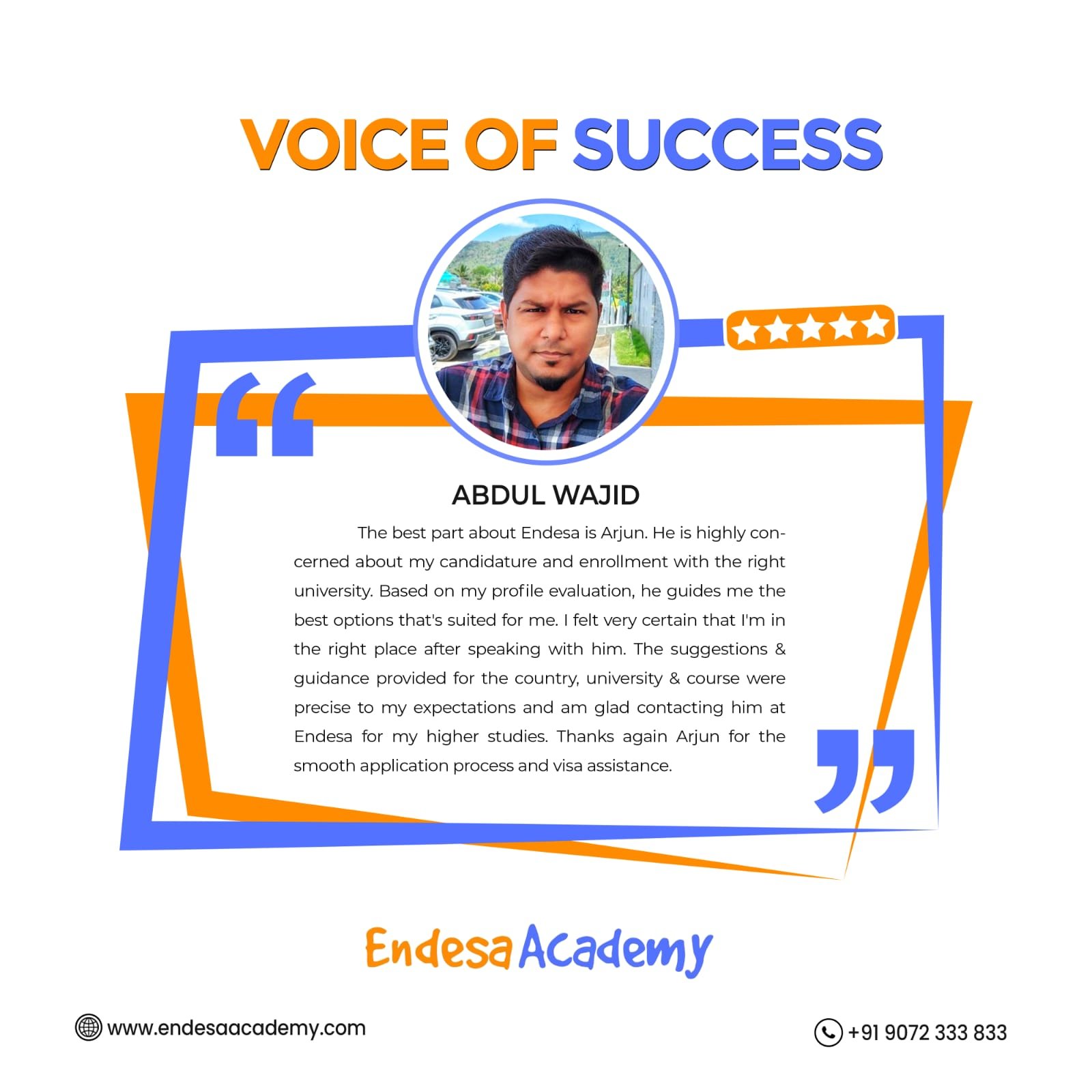 Abdul Wajid Testimonial